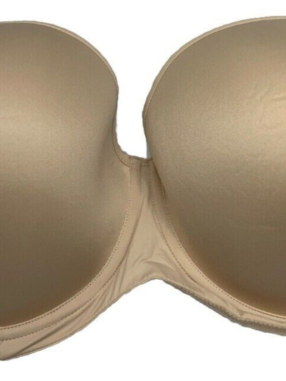 Women's Strapless Bra Plus Cup Underwire Multiway Full Coverage Size 42E Beige